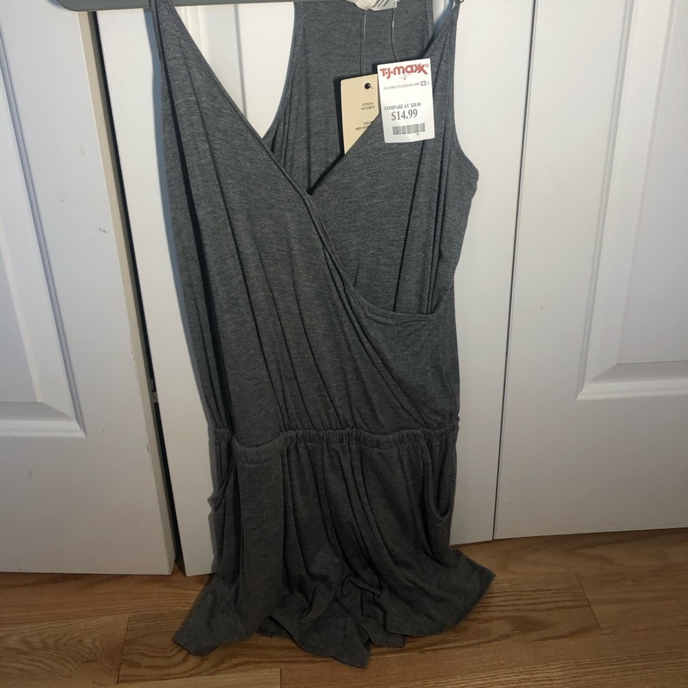 Soft gray romper with pockets